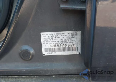 2004 Honda Accord Sdn Ex z USA, uszkodzony, nr VIN 1HGCM56664A043429